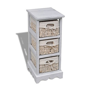 TDSPEU Rastrelliera stoccaggio in Legno Bianco, 3 cestini di Tessitura Dimensioni: 25 x 28 x 58 cm (L x P x A) Armadietti e stipi