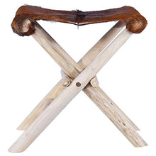 vidaXL Sgabello Pieghevole Sedia Richiudibile Sedile Seggiola Alta Arredo Arredamento Mobili in Vera Pelle di Capra e Legno di Teak
