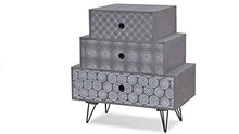 Zerone, comodino per camera da letto, armadietto laterale con 3 cassetti, per camera da letto, bagno, soggiorno, grigio, 52 x 30 x 55,5 cm