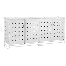 Tidyard Copribidone per Spazzatura Quadruplo per 4 Bidoni in Acciaio Inox da Giardino per Esterno,Copribidone da Giardino per Esterno,Copribidone in Acciaio,Copribidone in Metallo 276x77,5x115 cm