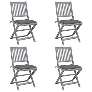 vidaXL Sedie da Giardino Pieghevoli 4pz con Cuscini in Massello Acacia
