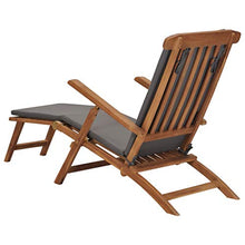 Festnight Sedia a Sdraio con Cuscino Lettino Prendisole Pieghevole Portatile da Giardino Esterno in Massello di Teak 152 x 60 x 92 cm