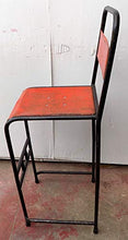 Marblechic - Sedia sgabello Vintage in ferro metallo anni 70 rossa cm 39x40x112 BAR originale disp rossa bianca nat