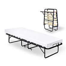Brandina Pieghevole con Materasso Singolo, ALTO 10 cm, GEL MEMORY FOAM e AIRTECHFOAM+, 80x190, Letto 15 Doghe Legno Certificato, Struttura Robusta Antiruggine con Ruote, Casa Campeggio Lettino Garda