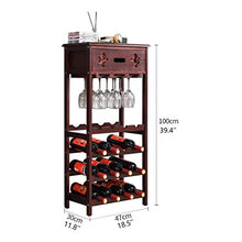 Jixi 4 Tier Solido Wine Rack Legno con cassetto Europea Classic Wine Bottle Holder Organizer Display Stand Grande ripiano Portavini Portabottiglie (Color : Wine Red)