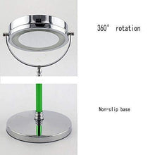Specchio per il trucco 3x Specchio per il trucco illuminato ingrandito Specchio ingranditore rotondo bifacciale Specchio da trucco girevole a 360 gradi Specchio da bagno da barba con diametro di 8 pol