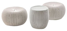 Keter Urbano Knit   Set Di 2 Sgabelli E Un Caffè Tavolo Rotondo, Colore Arena-Piedra