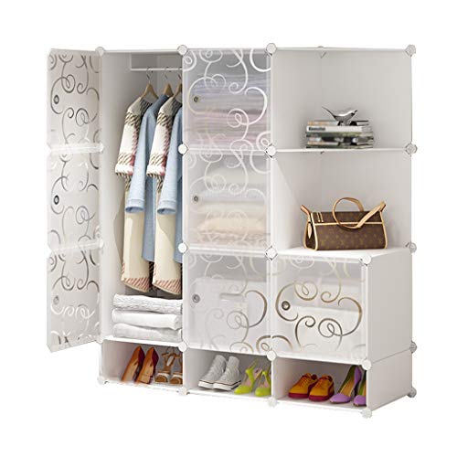 Locker 4-Gitter Armadio Scarpe-Bit Hanging di Plastica 7-Porta Angolo Scaffali Abbigliamento Home Camera Bianco 111X47X129CM MUMUJIN