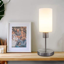 B.K.Licht lampada da comodino, intensità della luce regolabile su 3 livelli con la funzione touch, Lampadina non inclusa E27 da max.25W, lampada da tavolo piccola, abat-jour in metallo e vetro