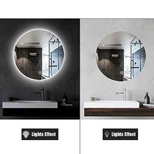 Specchio Rotondo da Toeletta A LED per Bagno con Dimmerabile, Specchio per Trucco a Parete con Luci, Specchio Retroilluminato a LED, 3 Colori Regolabili