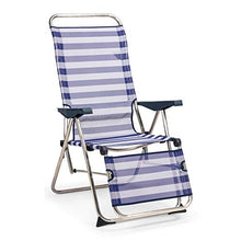 SOLENNY 50001072735212 – Sdraio regolabile da giardino, Relax, 5 posizioni, con schienale anatomico, blu e bianco