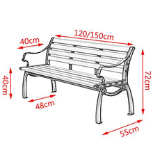 Panca da giardino con schienale, panca moderna semplice per il tempo libero per 2/3 persone, mobili da giardino in legno massello anticorrosivo, utilizzata in parchi, cortili, terrazze (120 / 150cm