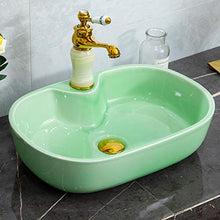 Jgophu Green China Artistic Porcelain Lavandino in ceramica ovale in porcellana
