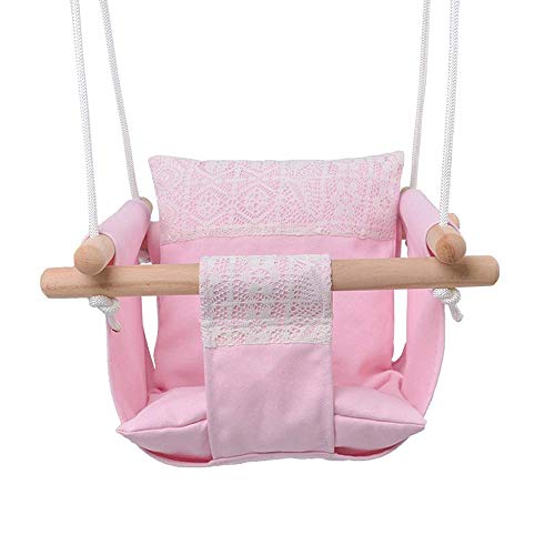 YCHCH Altalena per Bambini, Seggiolino Imbottito in Tela Sedile con Sedie A Dondolo Amaca per 6 Mesi - 3 Anni 50 kg capacità - Rosa