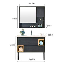 Set di Mobiletti Specchio e Lavabo Armadietto per Bagno in Legno Multistrato Mobile da Bagno Combinato (Color : Black, Size : 50x100x85cm)