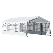 Outsunny Gazebo da Esterno Tenda tendone per Feste Matrimonio Telaio in Acciaio,Impermeabile, Bianco 8x4m