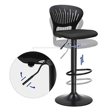 SONGMICS Set di 2 Sgabelli da Bar, Sedie Regolabili in Altezza con Schienale a Forma di Corona, Sedile Imbottito Confortevole, Poggiapiedi e Fodera a Rete Traspirante, Girevole a 360°, Nero LJB04BK