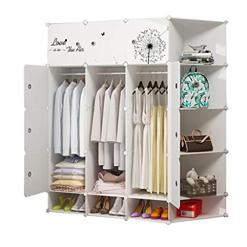 Locker 12-Portello dell'Armadio Armadio 3-Hanging di Plastica 3-Gitter Scaffali Abbigliamento Combinazione Home Camera Bianco 147X47X165CM MUMUJIN