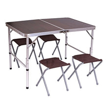 Tavolino da campeggio pieghevole con 4x sedie T368 alluminio MDF ~ 70x100x67cm