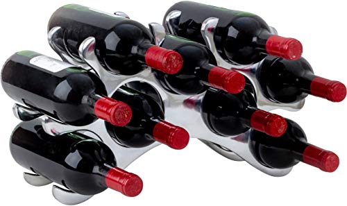 Brubaker Rack per Vino in Metallo Portabottiglie da Tavolo o da banco - 42 x 25 x 10,5 cm - 1,2 kg - Portabottiglie per Vino per 9 Bottiglie Supporto per Vino Deco Silver