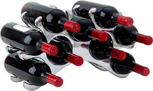 Brubaker Rack per Vino in Metallo Portabottiglie da Tavolo o da banco - 42 x 25 x 10,5 cm - 1,2 kg - Portabottiglie per Vino per 9 Bottiglie Supporto per Vino Deco Silver