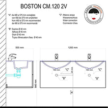 Kiamami Valentina Mobile Bagno SOSPESO 120 CM con Ante E Doppio LAVABO Specchio LED | Boston