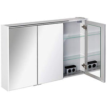 FACKELMANN Armadietto a specchio a 3 ante, con illuminazione a LED, 110 cm, bianco opaco Denver