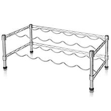 casa pura Saffale Portabottiglie Metallico - Scaffali Acciaio Cromato per Cucinae Seminterrato | Cantinetta Decorativa con 2 Ripiani (12 Bottiglie)