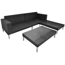 FAMIROSA Set Divani da Giardino 4 pz con Cuscini in Polyrattan Nero-2944