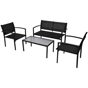 vidaXL Set Mobili da Giardino 4 pz Tavolino Sedie e Panchina da Esterno Nero