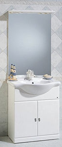Bagno Italia Mobile Arredo Bagno da cm 75 bianco lucido con lavabo in ceramica e specchio Mobili 1 l
