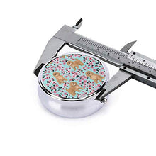 Scatola rotonda per medicina portatile, mini pillole in metallo, dispenser per pillole da tasca, borsa da viaggio, cavoodle Cherry Blossom primavera floreale carino Cavapoo