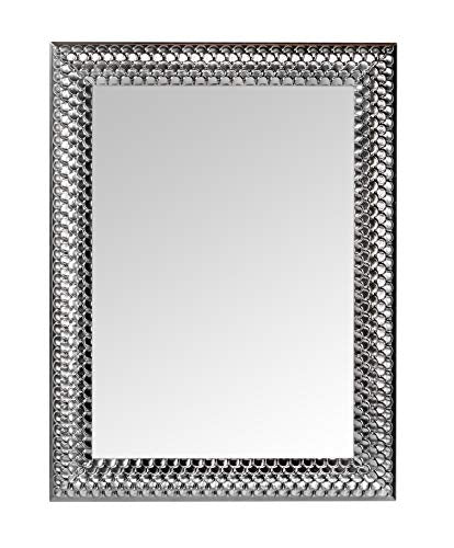MO.WA Specchio da parete moderno argento rettangolare. Misura esterna cm. 65x85. Per Camera da letto, bagno, ingresso, salone, soggiorno. Made in Italy.