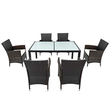 Belissy Tavolo Da Giardino Con Sedie Mobili Giardino Polyrattan Set Pranzo Giardino Set Tavolo Giardino Set Da Pranzo Con 6 Sedie E Mobili Da Giardino,Con 6 Sedie E Tavolo, Colore: Nero