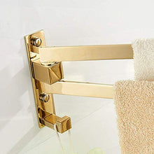 DBCSD Portasciugamani Rotante Bagno in Rame Dorato con Gancio, 2 aste Placcatura in Ottone Asciugamano da Cucina Bar Asciugamano da Cucina Portasciugamani a Doppia Asta Toilette antiruggine Scaffale