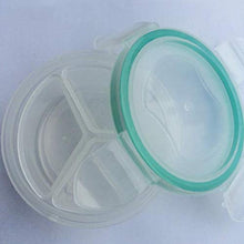 Weiy - Scatola porta pillole portatile, rotonda, trasparente, 3 griglia, multifunzione, con piccoli ornamenti