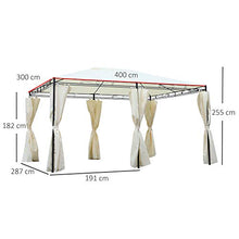 Outsunny Gazebo da Giardino 4x3M 6 Pareti Rimovibili Poliestere 400 x 300 x 255 cm Crema