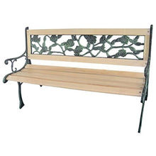SENLUOWX - Panca da giardino in legno e metallo, motivo floreale, 122 cm