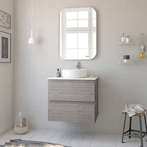 Randalsa Mobili Baltic 60 cm | Oak Chicago | Mobile con 2 cassetti + Piano lavabo + lavabo da appoggio