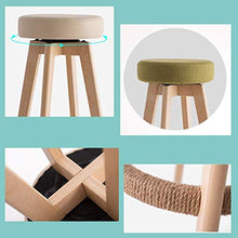 LWW Sgabelli, sgabelli da bar girevole creativo sedia alta Sgabelli casa di legno moderno e minimalista Wooden Legs,Scuro Beige,74 cm