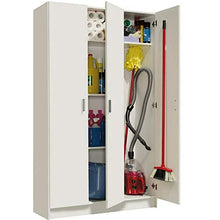 Piushopping Armadio Multiuso Salvaspazio 3 Ante, in Legno Bianco, Portascope, 5 Ripiani - 108x37x180h