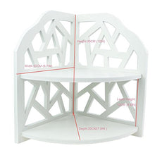Tandi - Scaffale ad angolo bianco pastorale con ripiani a forma di reticolo, stile shabby chic, a due strati, per vasi e candele, ornamenti per candele