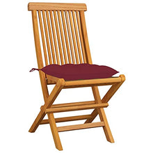 vidaXL Sedie da Giardino con Cuscini Rosso Vino 4 pz Massello di Teak