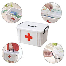 LICHENGTAI Scatola di medicina portatile in plastica per uso domestico, kit di pronto soccorso 24,5 x 17,5 x 13,5 cm, contenitore per medicinali per casa, clinica, ospedale, bianco