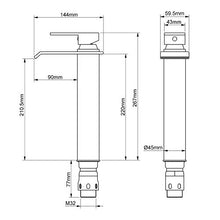 HOMELODY Rubinetto Bagno Cascata Miscelatore Lavabo Monocomando in Ottone Miscelatore Lavabo Alto Acqua Calda e Fredda，Cromato