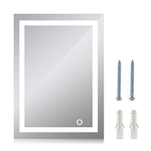 MUPAI Specchio da Bagno Appeso Frameless LED luci Specchio Parete appesa a Parete Bagno Specchio Specchio per Il Trucco Personalizzato (Bianco Freddo, 50x70cm)