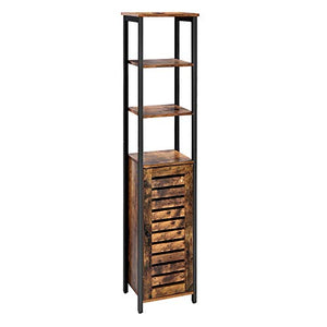 VASAGLE Armadietto Autoportante in Stile Industriale, Scaffale Mobiletto da Bagno, Credenza con 3 Ripiani, Alto e Multifunzionale in Soggiorno, 37 x 30 x 167 cm, Vintage LSC37BX