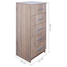 FAMIROSA Cassettiera Alta in Truciolato 41x35x106 cm Rovere