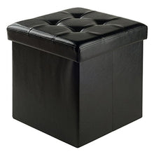 winsome Ashford ottomano con contenitore in ecopelle – nero
