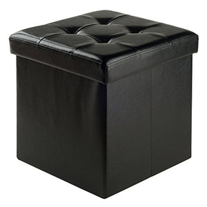 winsome Ashford ottomano con contenitore in ecopelle – nero